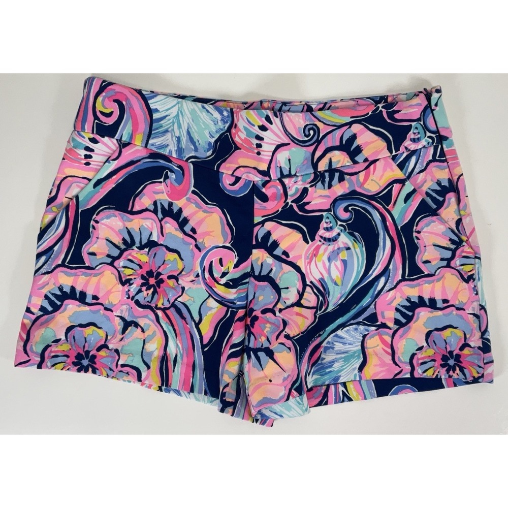 NWOT Lilly Pulitzer Makenna Ponte Stretch Knit Shorts Nauti Navy Boho Bateau - 6